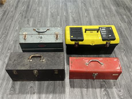 LOT OF 4 TOOL BOXES W/ CONTENTS