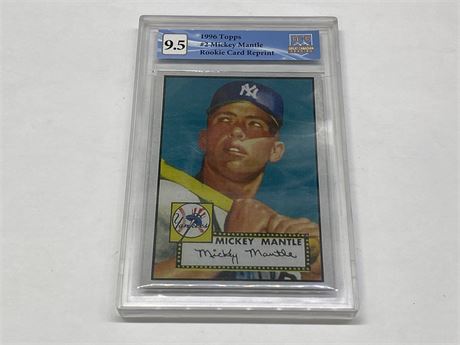 REPRINT - GRADED ROOKIE MICKEY MANTLE 1996 TOPPS CARD
