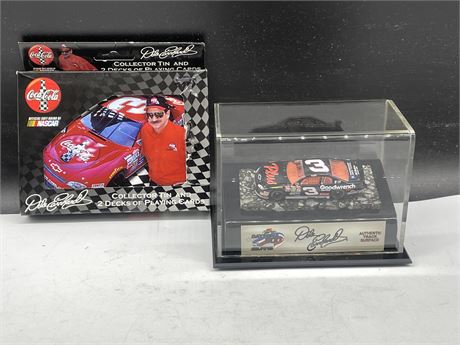 DALE EARNHARDT DAYTONA 500 CAR IN CASE + COCA COLA 2 DECK PLAYING CARDS