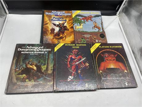 5 VINTAGE EARLY DUNGEON & DRAGONS HARDCOVER BOOKS