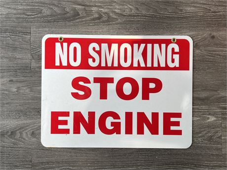 ALUMINUM DOUBLE SIDED “NO SMOKING STOP ENGINE” SIGN - 24”x18”