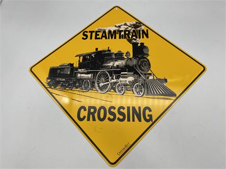 TIN STEAMTRAIN CROSSING SIGN (16.5” wide)