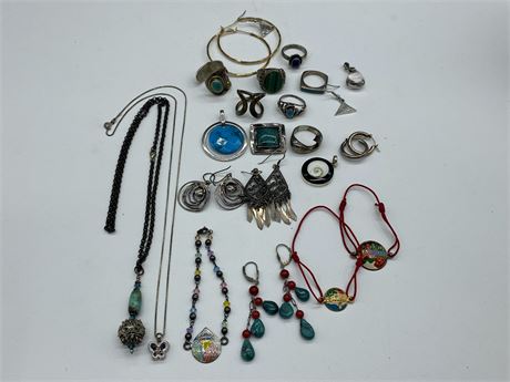 925 MARKED JEWELRY LOT (NECKLACE IS 20”)