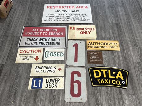 LOT OF VARIOUS SIGNS - SOME PROPS