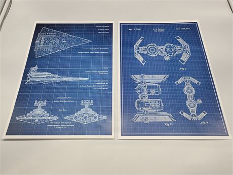 STAR WARS PAIR OF BLUE PRINTS, FIGHTER/BOMBER (11"x17")