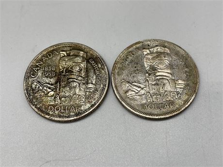 (2) 1858-1958 CANADIAN SILVER DOLLARS