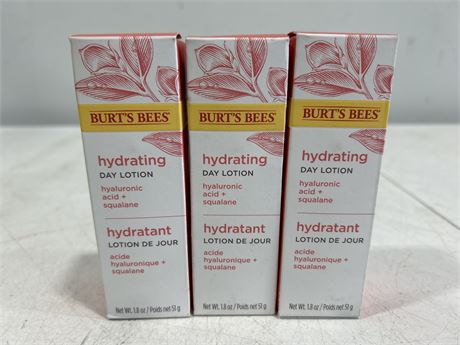 3 NEW/SEALED BURT’S BEES HYDRATING DAY LOTION - 1.8OZ