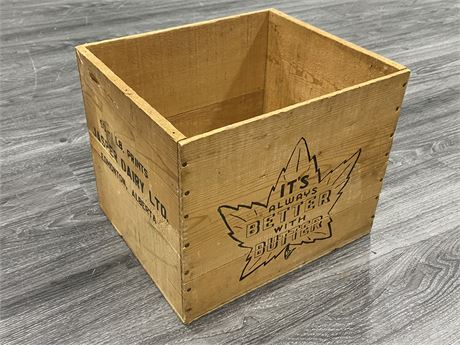 VINTAGE CANADIAN BUTTER CRATE - FITS RECORDS (14”x12”)