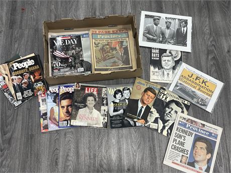 COLLECTION OF PAPERS / MAGAZINES - JFK, DIANA, ETC
