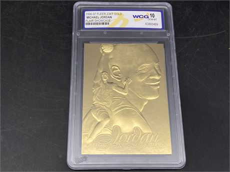 WCG GRADE 10 MICHAEL JORDAN 23KT GOLD FLAIR SHOWCASE CARD