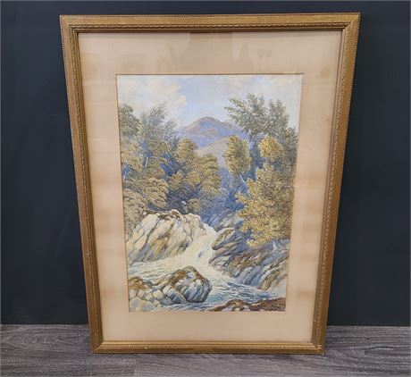 1800’s WATERCOLOR LAND SCAPE SIGNED C. DIXON (27.5"x20.5")