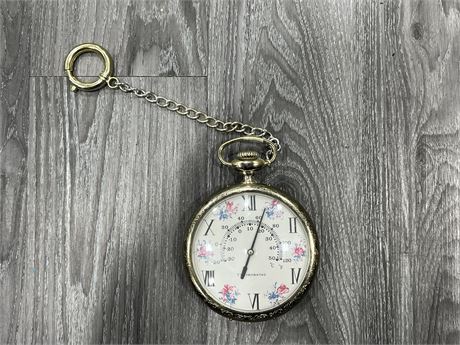 LARGE POCKET WATCH THEMED THERMOMETER - 5”