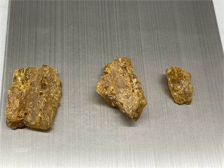 3 PIECES OF RAW AMBER