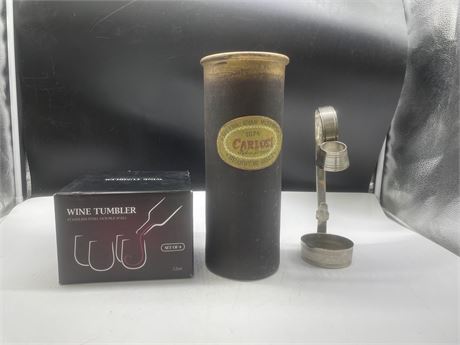 4 TEMPERATURE CONTROL WINE TUMBLERS + VINTAGE CARLOSI WINE COOLER