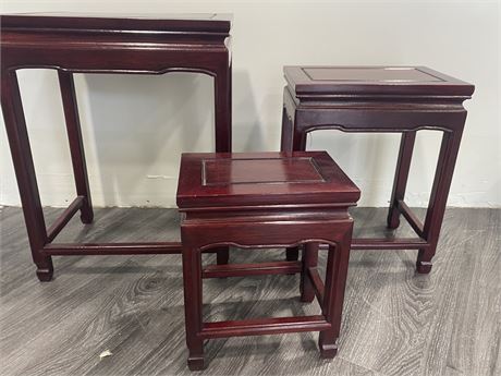 3 ROSE WOOD NESTING TABLES