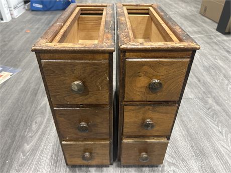 2 VINTAGE WOODEN DRAWERS - 14” X 5.5”