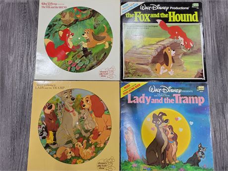 4 DISNEY RECORDS (3 good condtion, 1 scratched)