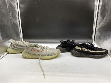 2 PAIRS OF ADIDAS YEEZY BOOST 350 SHOES SIZE 8 - 8 1/2