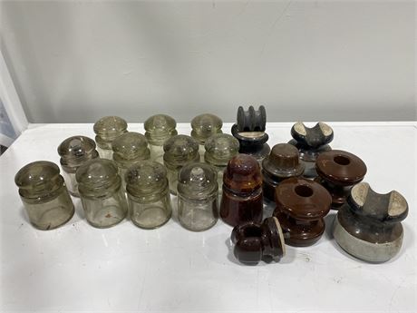 19 VINTAGE INSULATORS (Mostly made in USA)