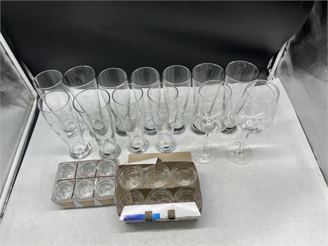 NEW SHOT GLASSES - PINT GLASSES & WINE GLASSES