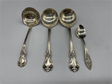 3 LARGE STERLING SPOONS AND 1 SMALL STERLING SPOON