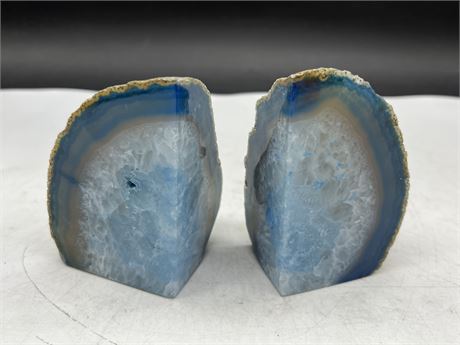PAIR OF AGATE BOOK ENDS 4”