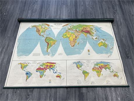 VINTAGE MAP OF THE WORLD 66”x46”