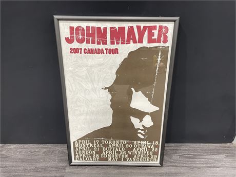 16”x24” JOHN MAYER 07’ FRAMED ORIGINAL TOUR POSTER