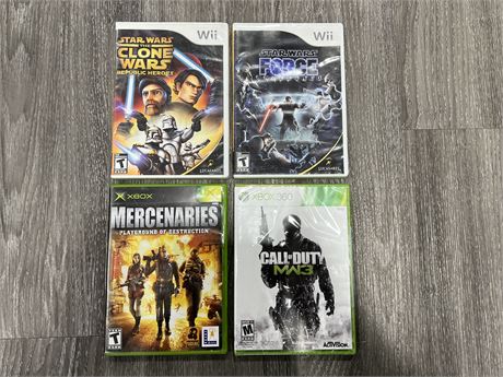 SEALED XBOX360 CALL OF DUTY MWF3 & 3 OTHER VIDEO GAMES