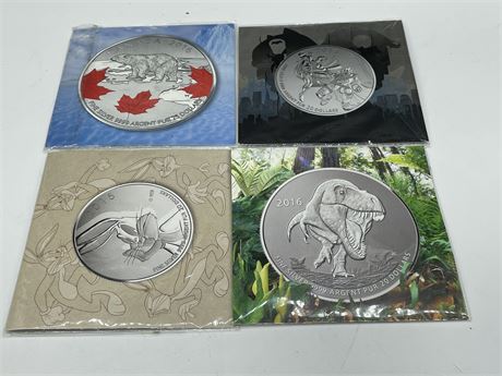 LOT OF 4 IN PACKAGE SILVER COLLECTOR COINS
