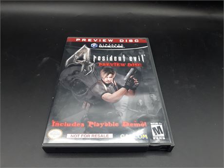 RARE - RESIDENT EVIL PREVIEW DISC - VERY GOOD CONDITION - GAMECUBE