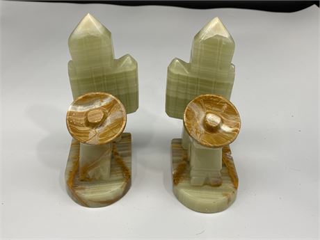 2 STONE CACTUS BOOK ENDS