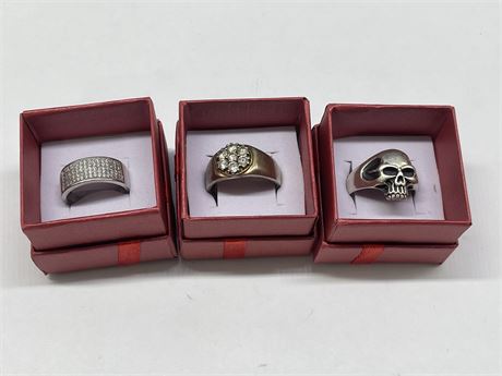 3 925 STERLING SILVER RINGS SIZES 7-10