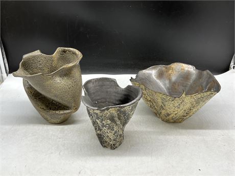 3 STUDIO POTTERY VASES BY RONALD FEICHT (BC POTTER)