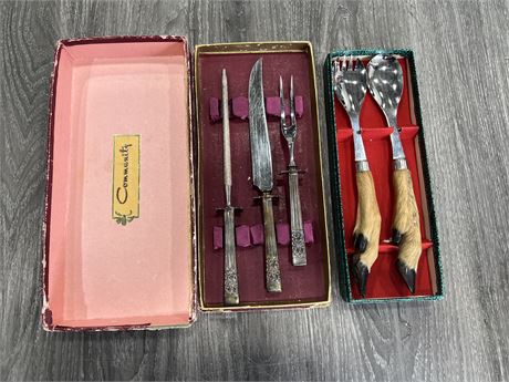 ANTLER CUTLERY & COMMUNITY PLATED CARVING SET