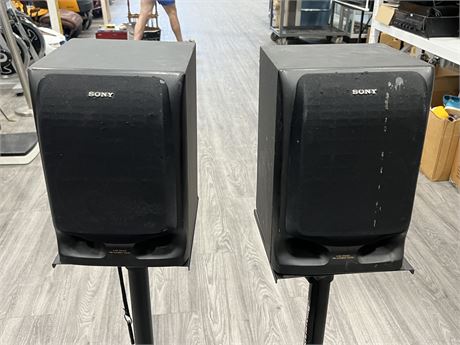 2 SONY SPEAKERS ON STANDS (43” tall)