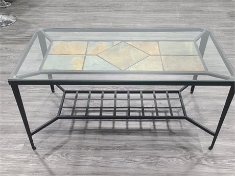 GLASS METAL INDOOR/OUTDOOR TABLE (2x4ft dm - 2ft height)