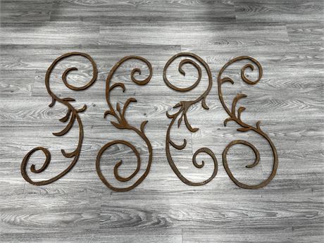 4 WROUGHT IRON 32” PIECES (RUSTED)