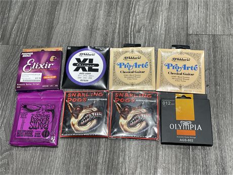 8 SETS OF NEW GUITAR STRINGS