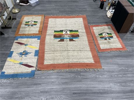 LOT OF 4 FIRST NATIONS RUGS (LARGEST 50”x75”)