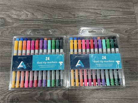 2 NEW PACKS OF 24 DUAL TIP MARKERS