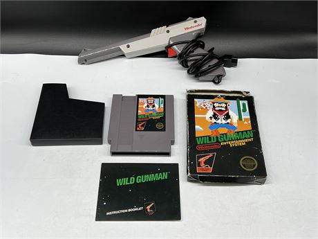 5 SCREW NES WILD GUNMAN W/ BOX, INSTRUCTIONS & GUN