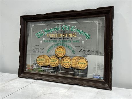 VINTAGE IMPERIAL OIL COMPANY MIRRORED ADVERT (32”x22”)