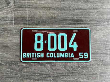 (RARE #) 1959 BC LICENSE PLATE - NEW OLD STOCK