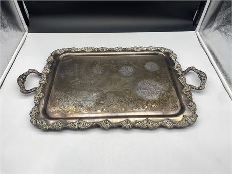VINTAGE E.P. ON COPPER SERVING TRAY 15”x26”