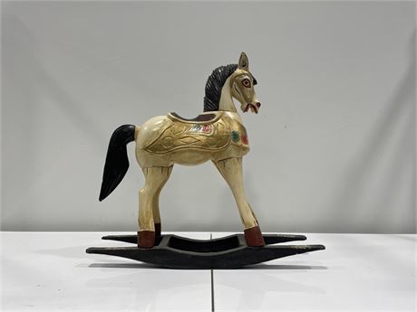 HAND PAINTED ROCKING HORSE 22” TALL 2’ WIDE