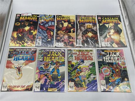 2 COMIC SETS - CAPTAIN MARVEL & THE JACK OF HEARTS