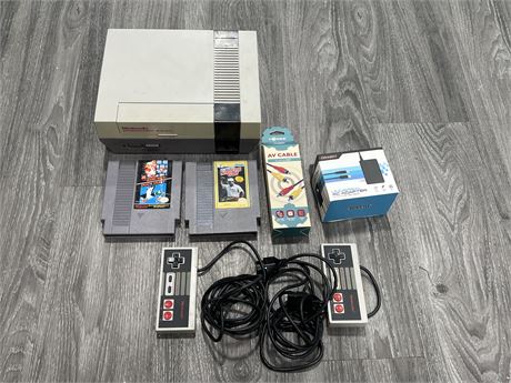 NES CONSOLE W/ NEW CORDS, GAMES & CONTROLLERS