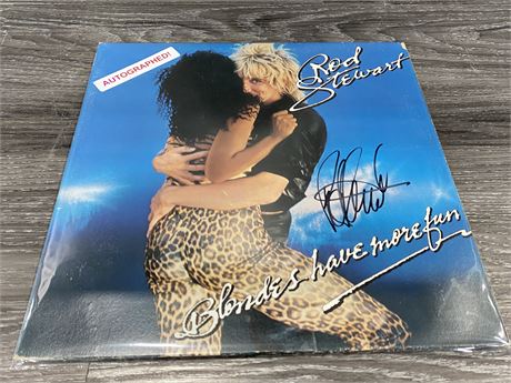 ROD STEWART AUTOGRAPHED RECORD “BLONDES HAVE MORE FUN” WITH COA