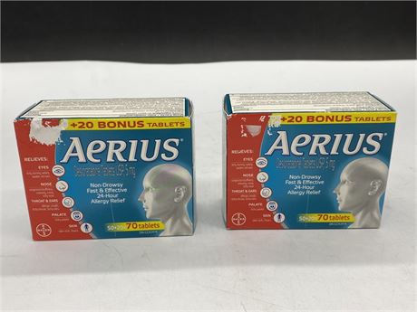 (NEW) 2 AERIUS ALLERGY RELIEF 70 TABLETS EACH (EXPIRES 09/24)
